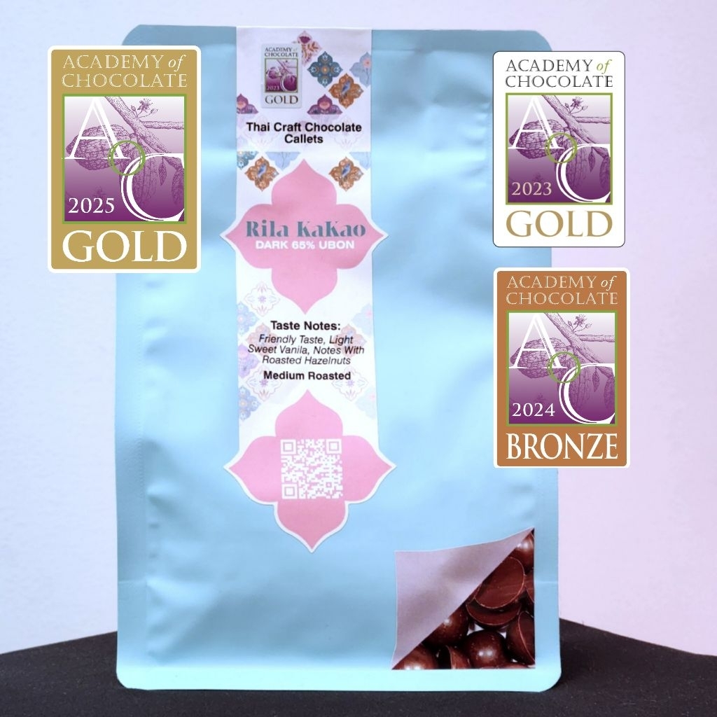 65% Ubon Callets (65%อุบลช็อกโกแลตเกรดพรีเมี่ยม รูปทรงกระดุม) [Thai craft Chocolate 250g.]