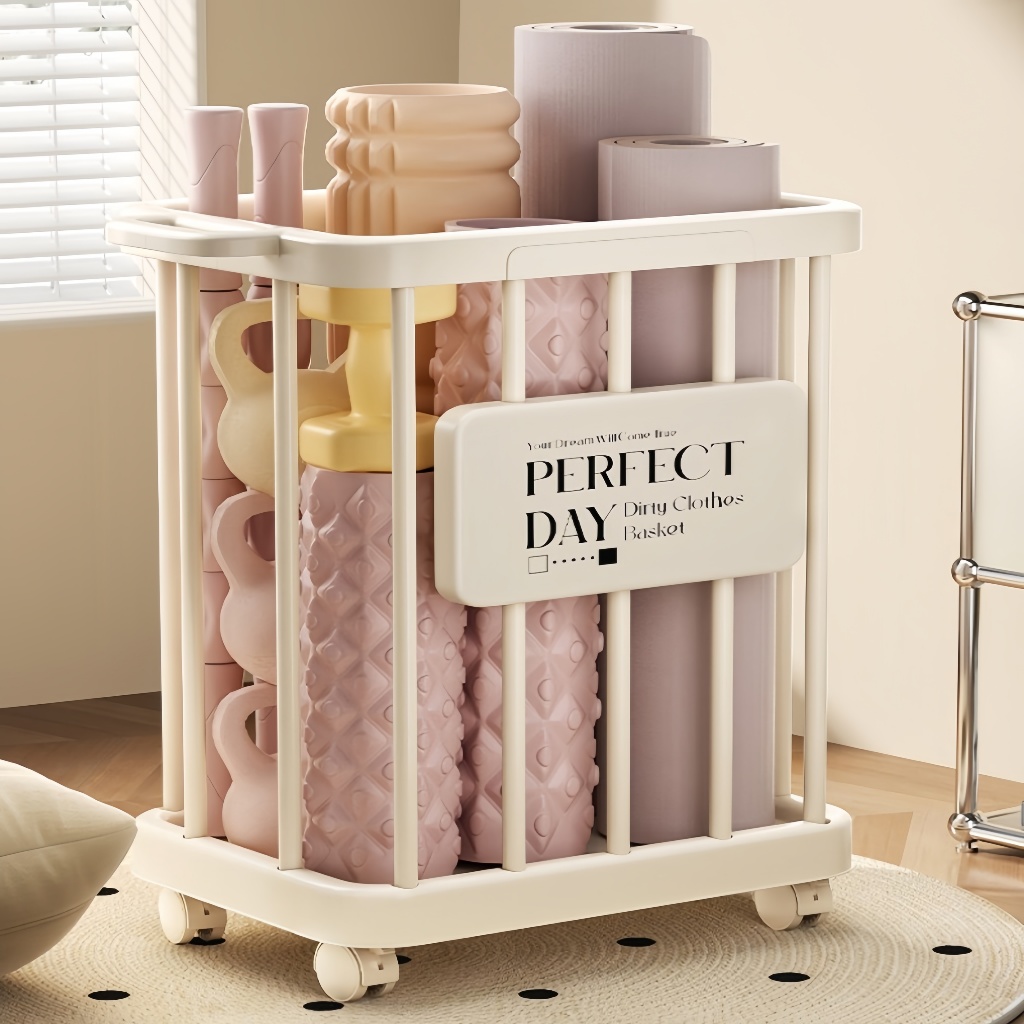 HOTUS ตะกร้าใส่ผ้าซัก ตะกร้าเก็บเสื่อโยคะคุณภาพสูงระดับพรีเมียม ตะกร้าเก็บเสื้อผ้าสกปรกแบบพกพาเ ตะกร้าเก็บของมีล้อ