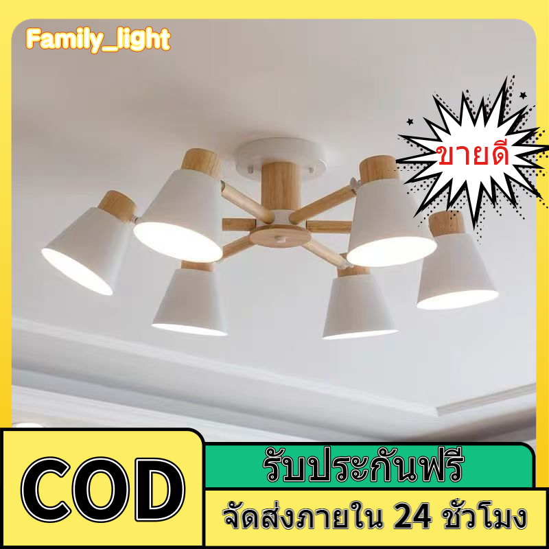 โมเดิร์น6โคมไฟ Led โคมไฟเพดานโลหะสีขาวโคมไฟสำหรับ Foyer ห้องนอนไม้ Luster สีเทาห้องครัวการรับประทานอาหาร
