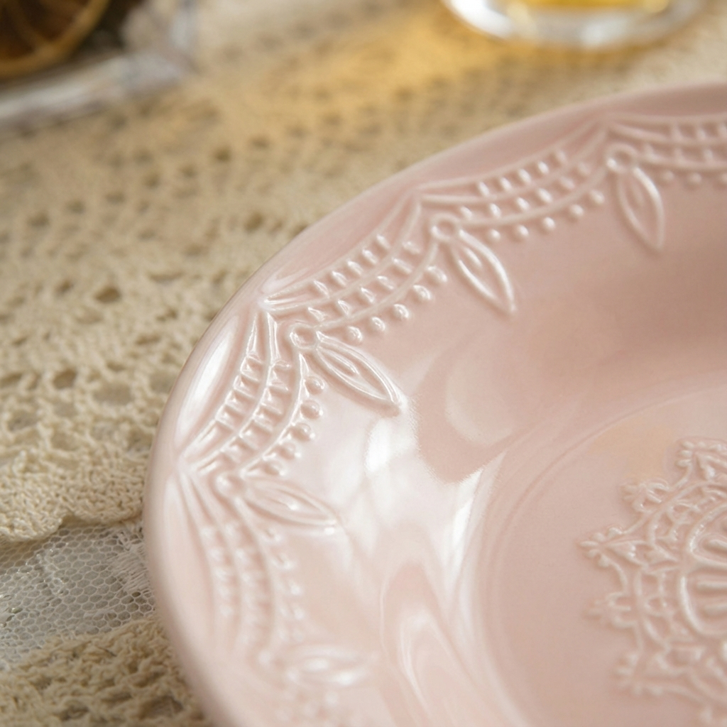 SunYoung ชุดจานชามเซรามิก🍽️ สไตล์ยุโรป ลายวินเทจ สีพาสเทล จานสเต็ก แก้วกาแฟ ของขวัญแต่งงาน กล่องหรู✨ - รูปที่ 6