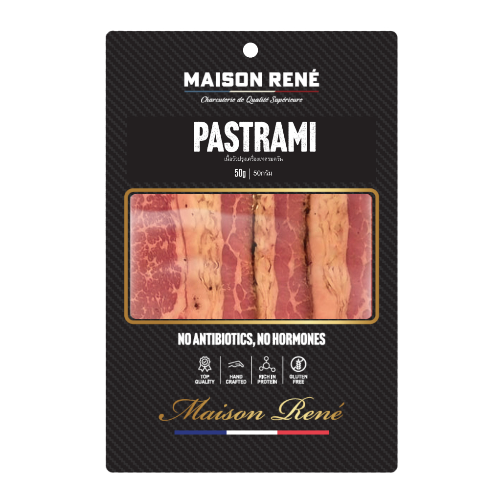 Pastrami 50g พาสตรามี่เนื้อวัวปรุงรสเครื่องเทศรมควัน 50กรัม