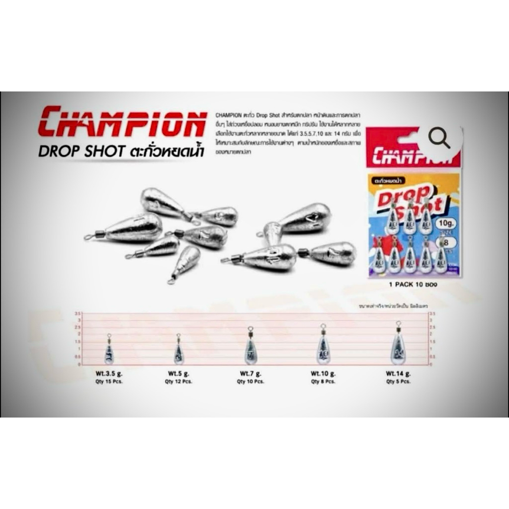 ตะกั่ว ดร้อปช้อต Drop shot  ขนาด 3.5-5-7-10-14กรัม อุปกรณ์เสริมเพิ่มน้ำหนักสำหรับ ตกปลา-ตกหมึก มีครบทุกขนาด