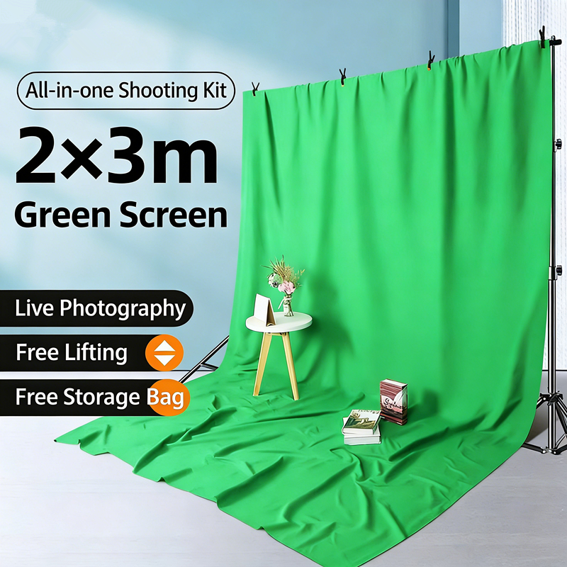 ฉากถ่ายรูป ไฟสตูดิโอ ไฟไลฟ์สด Backgound for photography backdrop green screen With 2M*2M stand Green