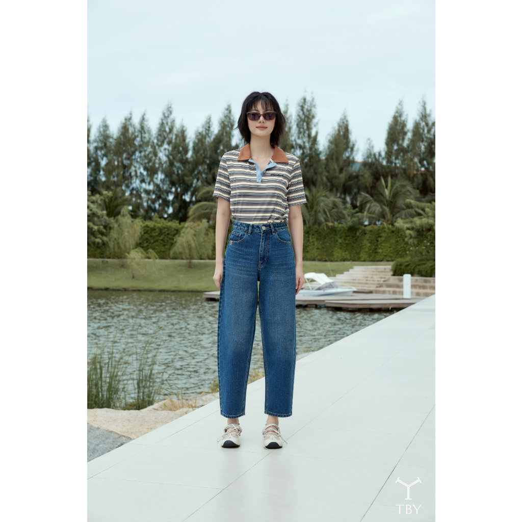 T3231 𝑺𝒕𝒓𝒂𝒊𝒈𝒉𝒕 𝑱𝒆𝒂𝒏𝒔 ทรงกระบอก เอวสูง ใส่สวยทุกหุ่น เก็บทรงได้พอดี