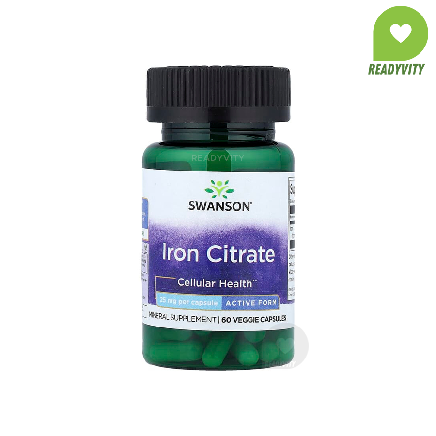 Swanson, Iron Citrate, Active Form, 25 mg, 60 Veggie Capsules