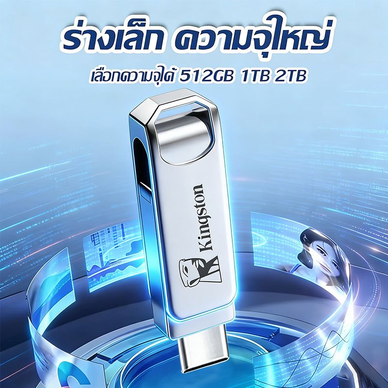 3-in-1 แฟลชไดรฟ์ 512GB/1TB/2TB 3.2 ย้ายได้รวดเร็ว ใช้งานได้กับทุกอุปกรณ์