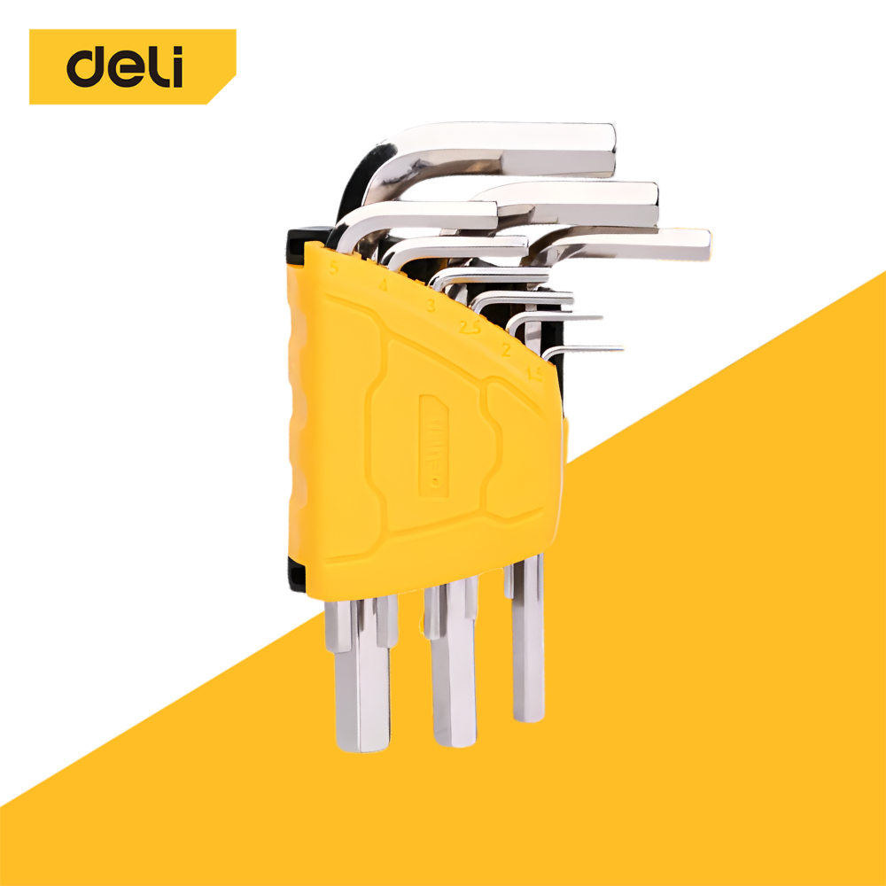 Deli ชุดประแจหกเหลี่ยม ประแจหกเหลี่ยม CR-V ประแจแอล 9ตัว/ชุด แข็งแรง ทนทาน ปะแจหกเหลี่ยม Hex Keys