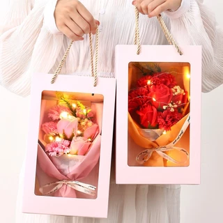 ของขวัญ ช่อบอลดอกไม้ มีไฟLed ของขวัญวันเกิด ช่อดอกไม้ ดอกกุหลาบสบู่ ช่อกุหลาบ ดอกกุหลาบ