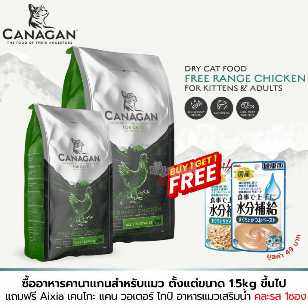 ล็อตใหม่ล่าสุด ! Canagan Free-Range Chicken for Cats คานาแกน  สูตรไก่ อาหารลูกแมว และแมวโต เพื่อสุขภาพ