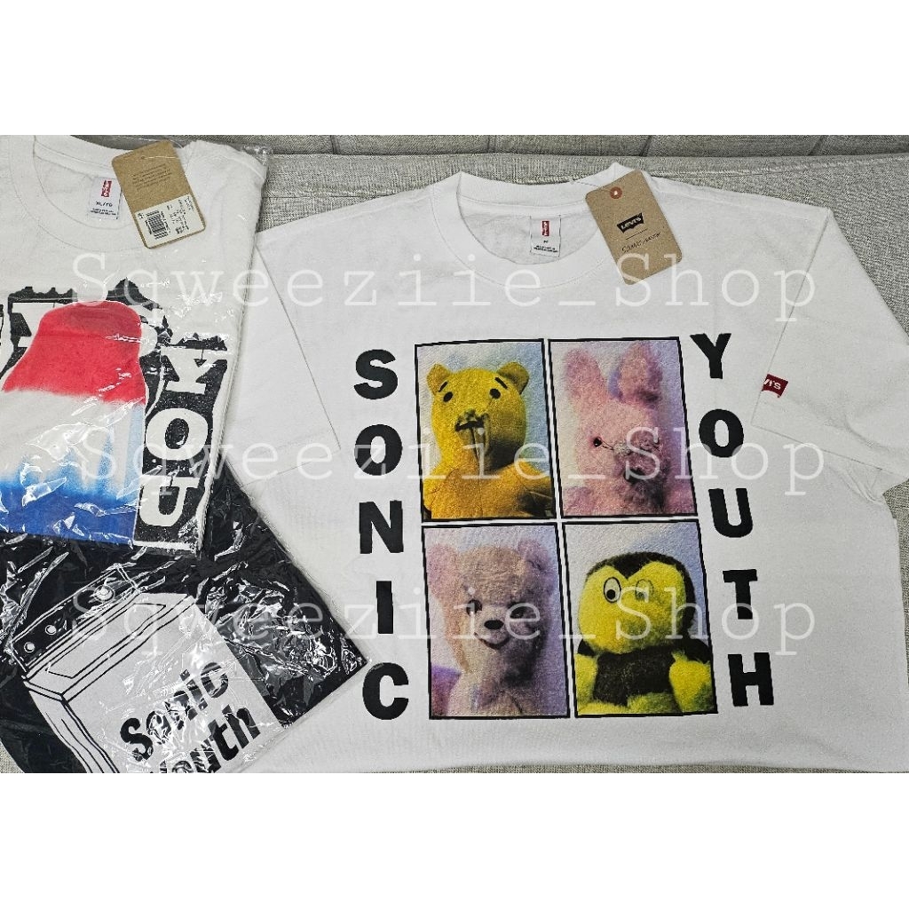 《แท้ 💯%》เสื้อยืดสไตล์วินเทจ 90s Levi's x Sonic Youth Band Tee Collection
