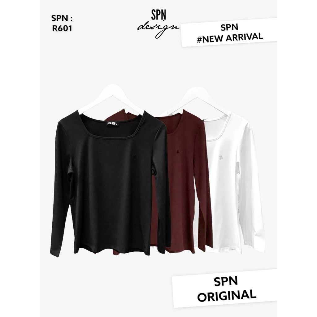 SPN R601 เสื้อแขนยาวผ้ายืด คอเหลี่ยม ความยาว 23”