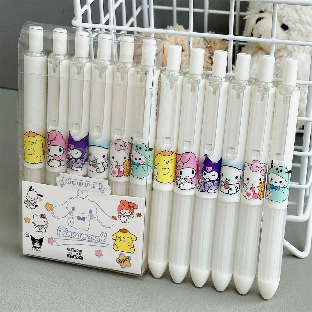 L289 แพคปากกาดำซานริโอ้ 0.5 mm 6 แท่ง เขียนลื่นติดชัด พร้อมส่งจากไทย - รูปที่ 3