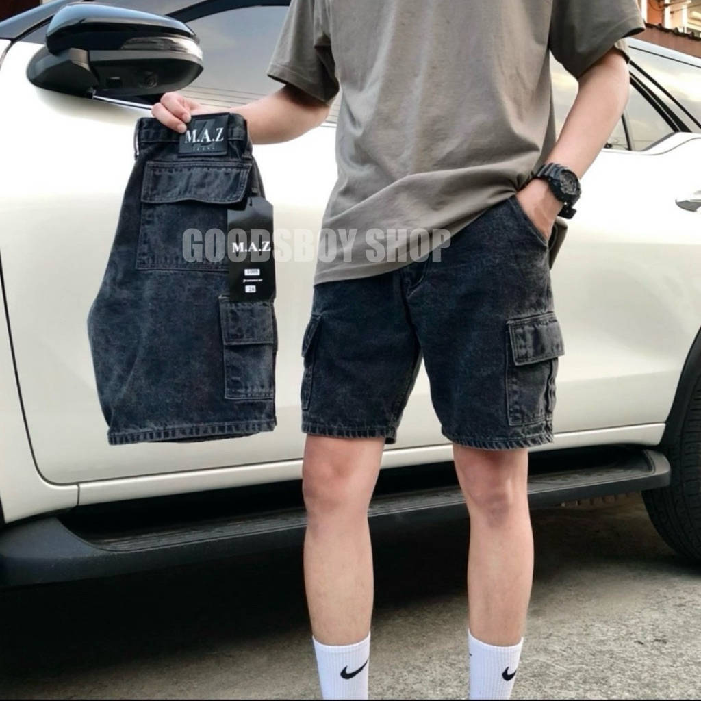 กางเกงยีนส์คาร์โก้ขาสั้นM.A.Z