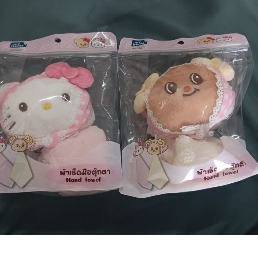 🩷พร้อมส่ง🩷 ผ้าเช็ดมือตุ๊กตา หมีเนย butterbear hello kitty 
สินค้าพรีเมี่ยม 7-11#buttrrbear#หมีเนย#น้