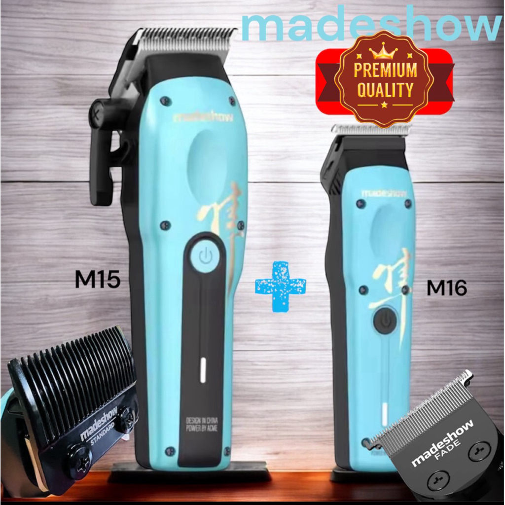 ปัตตาเลี่ยนไร้สาย Madeshow M15+M16คู่ตัวตัด+กันขอบ