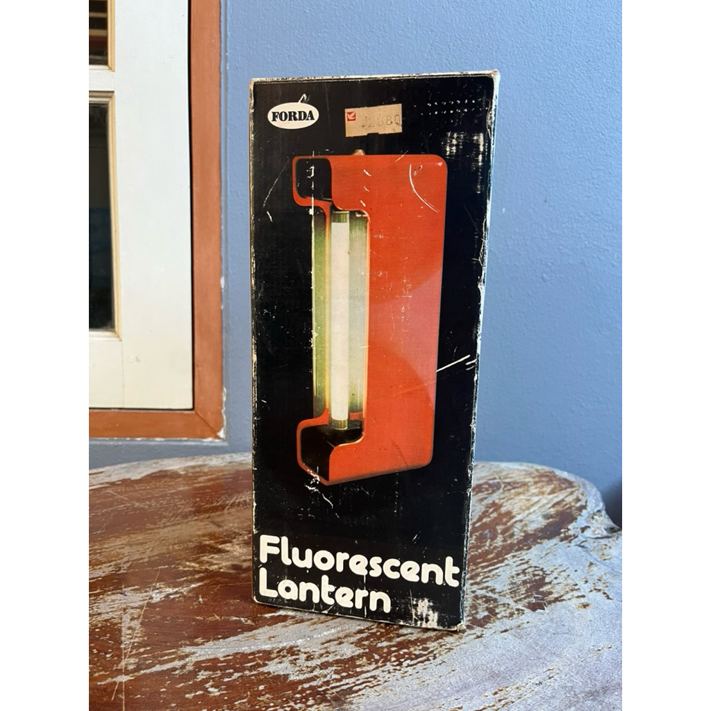 Vintage Forda 12v Battery Fluorescent Camping Lantern Bright Orange Mid-Century โคมไฟวินเทจ ของต่งบ้