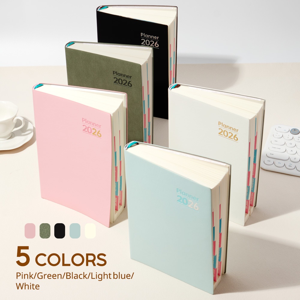 [DOTDING] 2026 สมุดวางแผน Planner A5  ประจำเดือน/ประจำปี ปลอกปกกันน้ำ 80GSM สมุดนักเรียน 412หน้า ​Schedule Planner