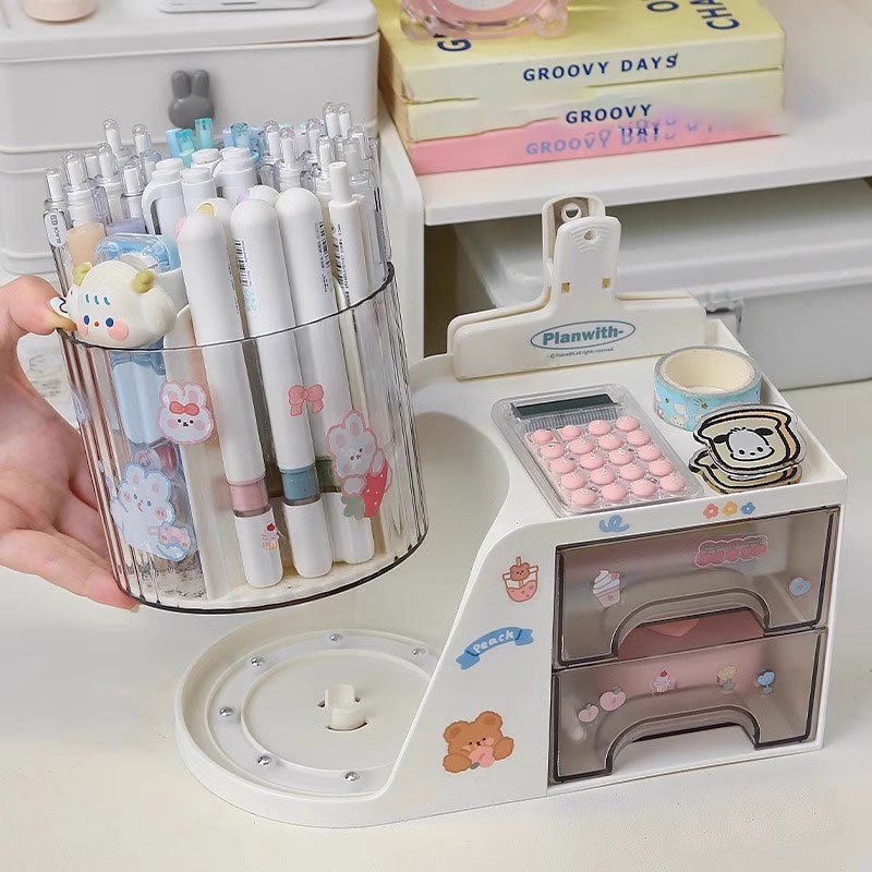 ฟรีสติ๊กเกอร์ กล่องเก็บของ มีลิ้นชัก และที่เก็บแปรงหมุนได้ กล่องใส่เครื่องสำอาง กล่องเก็บของอเนกประสงค์ ราคา ถูกที่สุด โปรบีเคเค แกลเลอรีภาพที่ 4