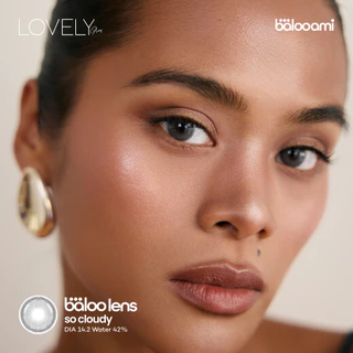 คอนเเทคเลนส์ สีเทา 14.2 ขนาดปกติ รายเดือน รุ่น baloolens so cloudy แถมตลับ