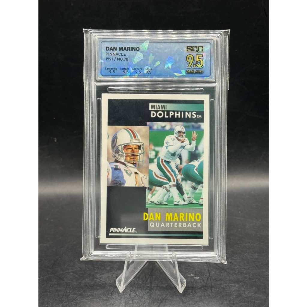 [SQC 9.5 Gem Mint] การ์ดอเมริกันฟุตบอล Dan Marino 1991 Pinnacle #70 Miami Dolphins HOF Legend
