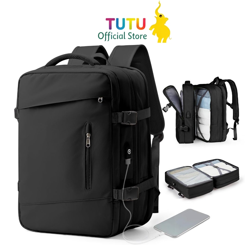 กระเป๋าเดินทางแบบขยายได้สำหรับผู้ชาย 45L กระเป๋าเป้สะพายหลังกลางแจ้ง ความจุขนาดใหญ่ Travel backpack
