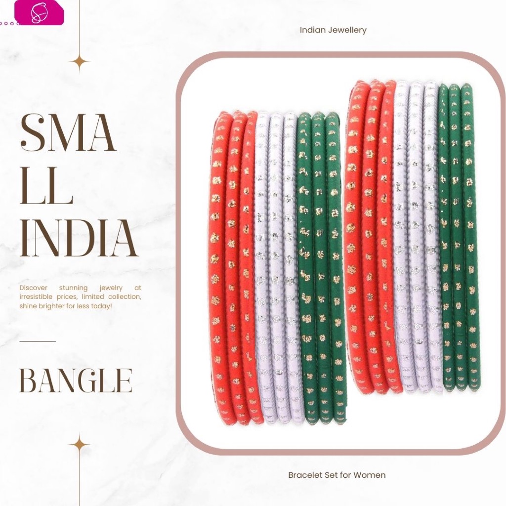 {**ส่งฟรี**} SMALL INDIA ✨💠 Women Textured Metal 09Bangle Gold Plated Indian Bangle กำไลข้อมือ ✨💠 Wo