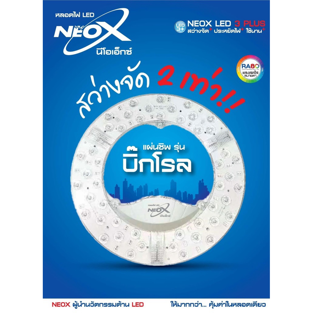 NeoX แผงไฟเพดานLED รุ่น บิ๊กโรล 40W/50W แสงขาว Daylight 6,500K ความสว่างสูง 4,800-6,000 ลูเมน ติดตั้งง่าย ประหยัดไฟ