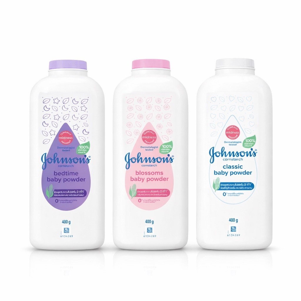 Johnson's จอห์นสัน เบบี้ แป้งเด็ก คอร์นสตาร์ช 400 กรัม มี 3 สูตร ผลิตจากแป้งข้าวโพดธรรมชาติ 100%