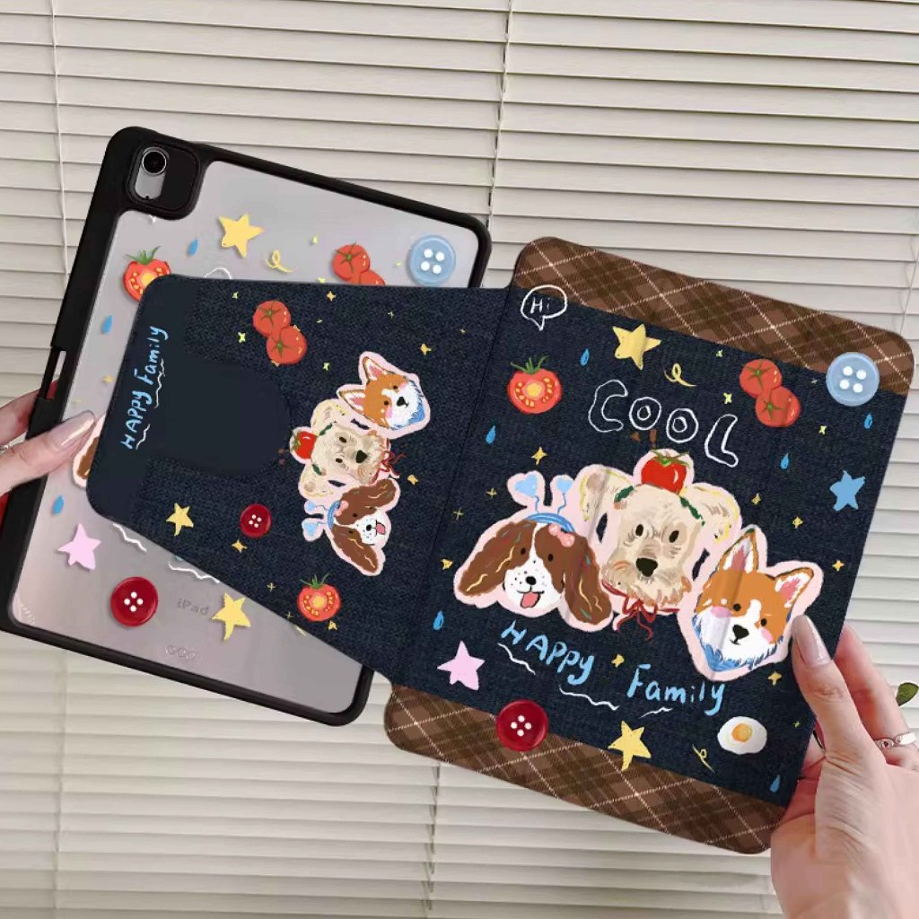 🔥พร้อมส่ง🔥เคสiPadหมุน 360° Air8 11/13 Gen12 Gen11 ที่ใส่ปากกา ลูกสุนัขมะเขือเทศ เคสไอแพด Air6 Air7
