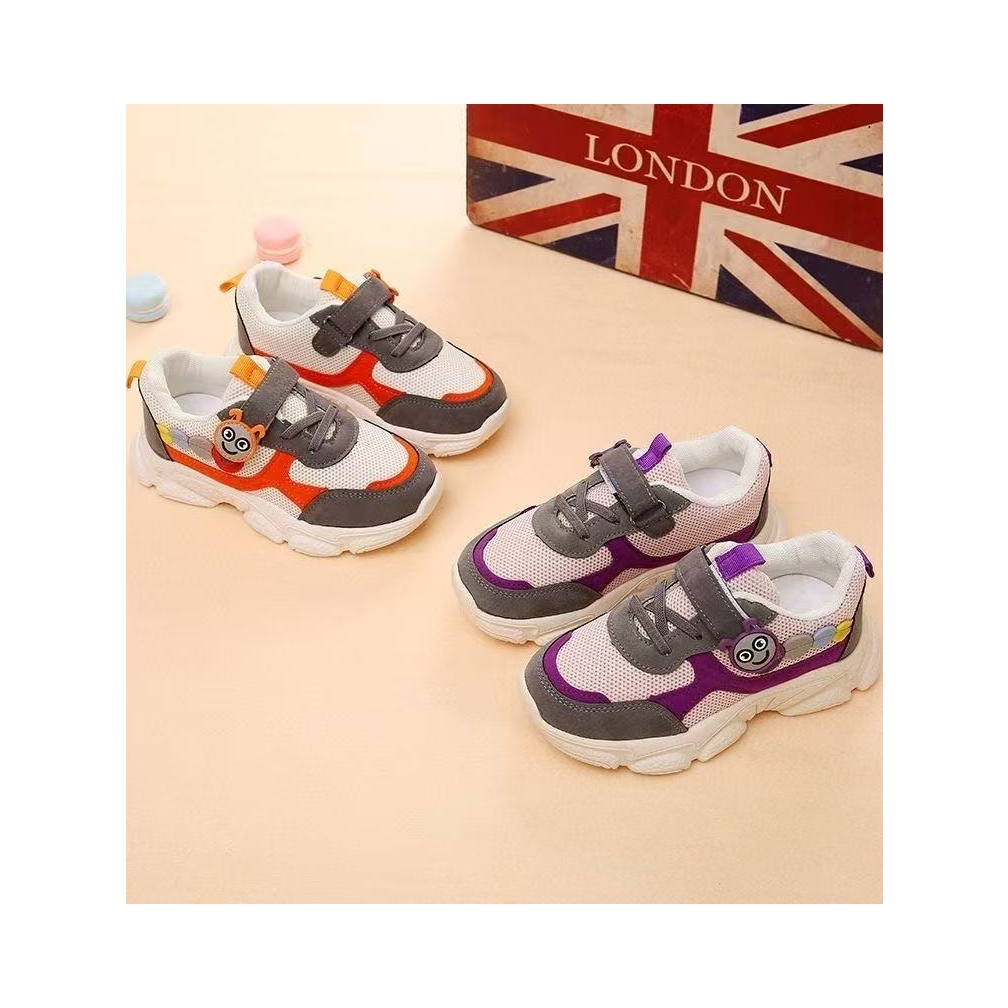 New kids cartoon sports shoes, breathable mesh work shoes for kids, soft velcro anti-slip shoes, cut
