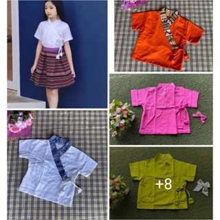 เสื้อผ้าฝ้ายเด็กแบบแม้นเมือง🌸 เสื้อผ้าฝ้ายแขนสั้นป้ายด้านหน้…