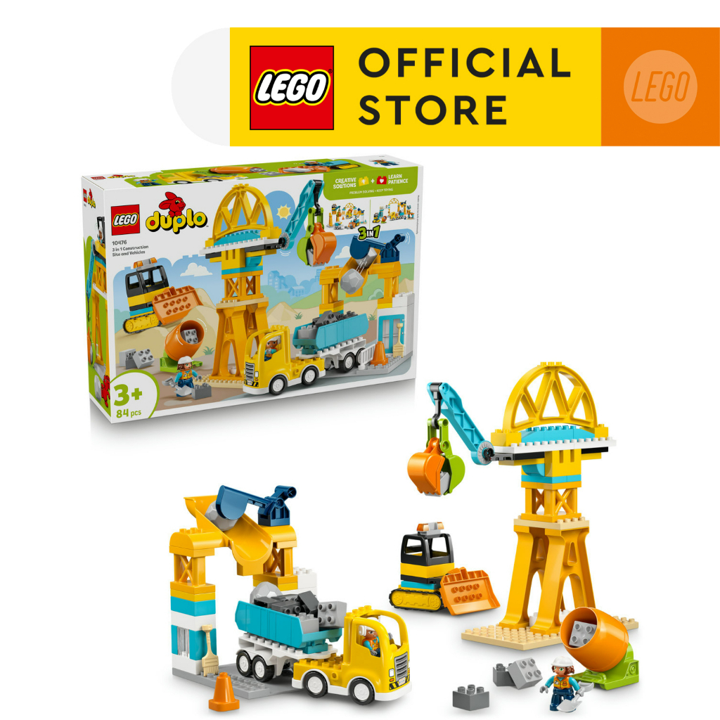 LEGO DUPLO Town 10476 3 in 1 Construction Site and Vehicles (84pcs.), Building Blocks, Kids Toy