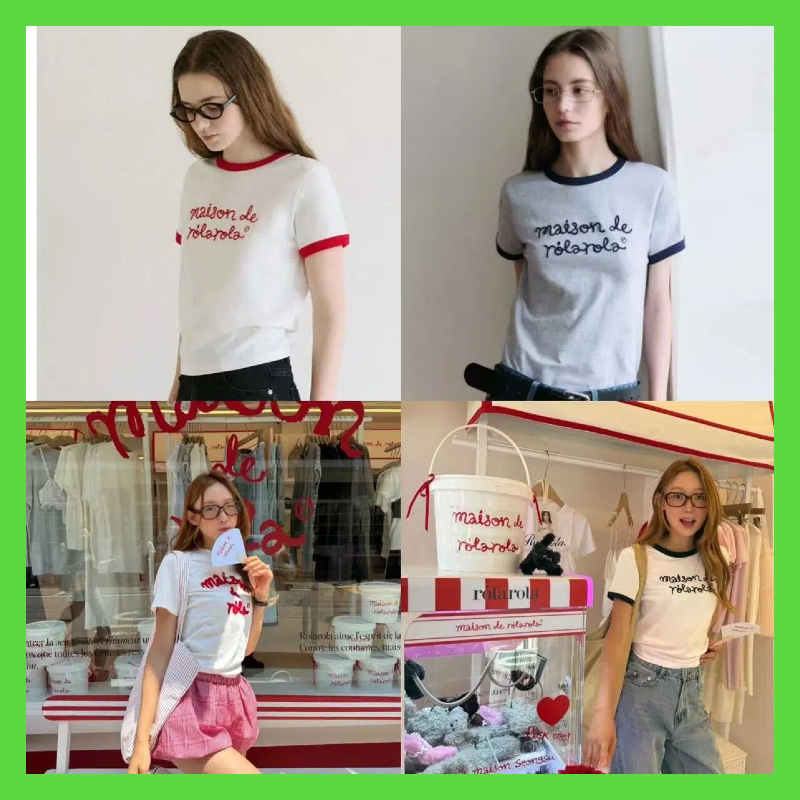 [ของแท้ 100%] สินค้าพร้อมส่ง ROLAROLA MAISON DE ROLA พิมพ์เสื้อยืดสาวฮอต