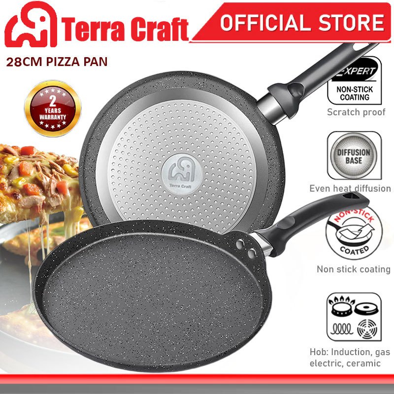 28 ซม.กระทะเครปไม่ติดหินแกรนิตเคลือบแบน Skillet Dosa Tawa Tortilla pan ไข่/พิซซ่ากระทะใช้งานร่วมกับเตาตั้งพื้นทั้งหมด