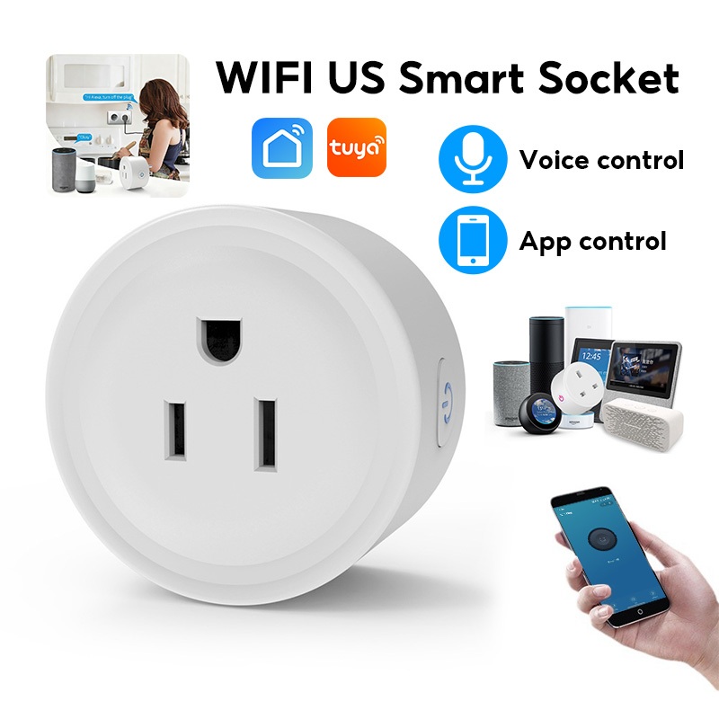 Tuya ซ็อกเก็ต WiFi ปลั๊ก US รองรับแอพ Smart Life รองรับ Alexa google ควบคุมด้วยเสียงในบ้าน(16A) Smart Life รองรับ Alexa