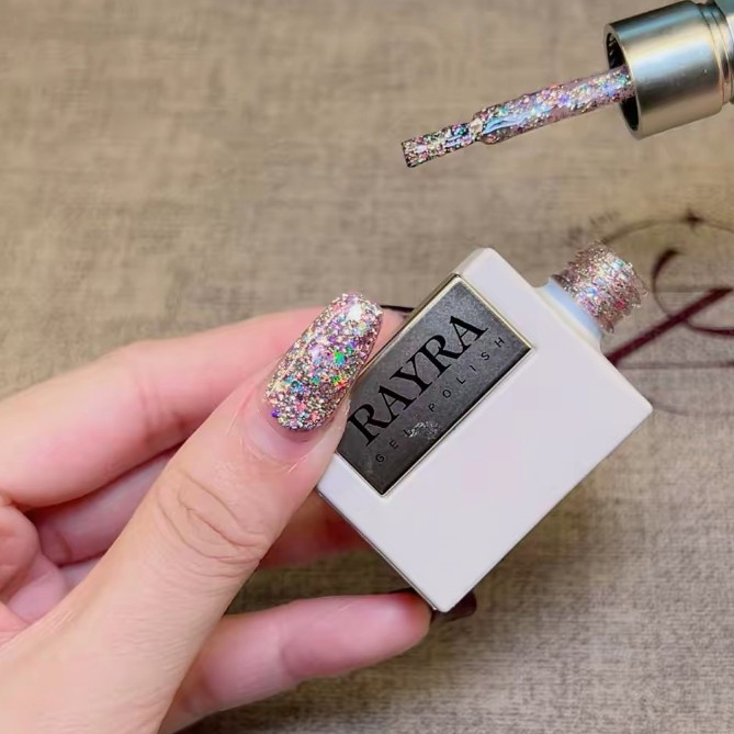 Rayra โอปอร์ glitter สีเจลกากเพชรรุ้งพรีเมียร์ สวยแลไอเท็มมากๆค่ะ แน่รุ้งเล่นแสงสุดปัง (No.04) กากเพ