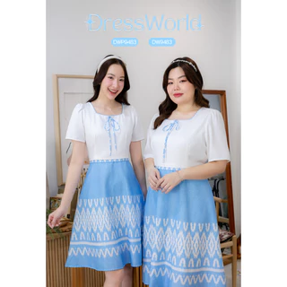 Fairyangelstore - เดรสคอเหลี่ยมกระโปรงลายไทย (DW9483)