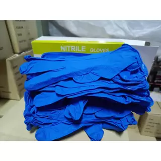 ถุงมือไนไตรไม่มีแป้ง กริฟพาส Grippaz หนา 5 มิล 9 นิ้ว ลายเกล็ดปลา สีฟ้าม่วง สีฟ้า 100 Pcs/กล่อง