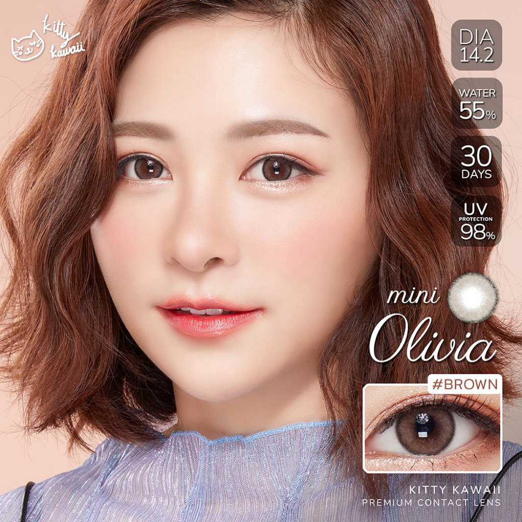 คอนแทคเลนส์ Kitty Kawaii : Mini olivia Brown , light brown , gray