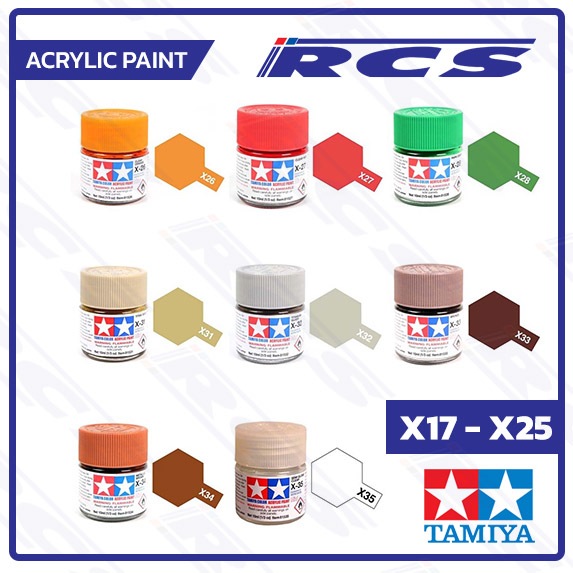สีอะคริลิค TAMIYA ACRYLIC X-26 81526, X-27 81527, X-28 81528, X-31 81531, X-32 81532, X-33 81533, X-