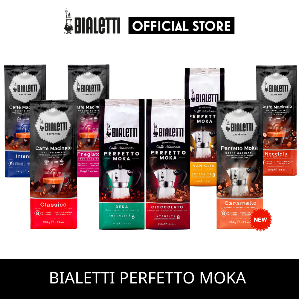 Bialetti เบียเลตติ เพอร์เฟ็ตโต โมคา กาแฟบดหลากรสหลากกลิ่น แบบบด ขนาด 250 กรัม