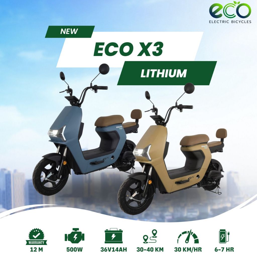 รถจักรยานไฟฟ้า EM MOTOR รุ่น ECO X3 มอเตอร์500วัตต์ แบตเตอรี่ลิเธียม ถอดชาร์จได้ น้ำหนักเบา
