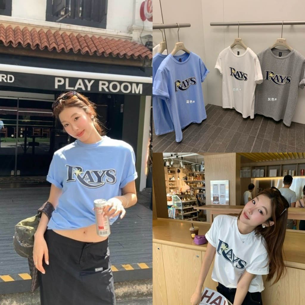 8732# เสื้อยืดคอกลมแขนสั้น สกรีนลายช่วงอก เนื้อผ้าดี ใส่สบาย  TAG:WG.WE 🇰🇷