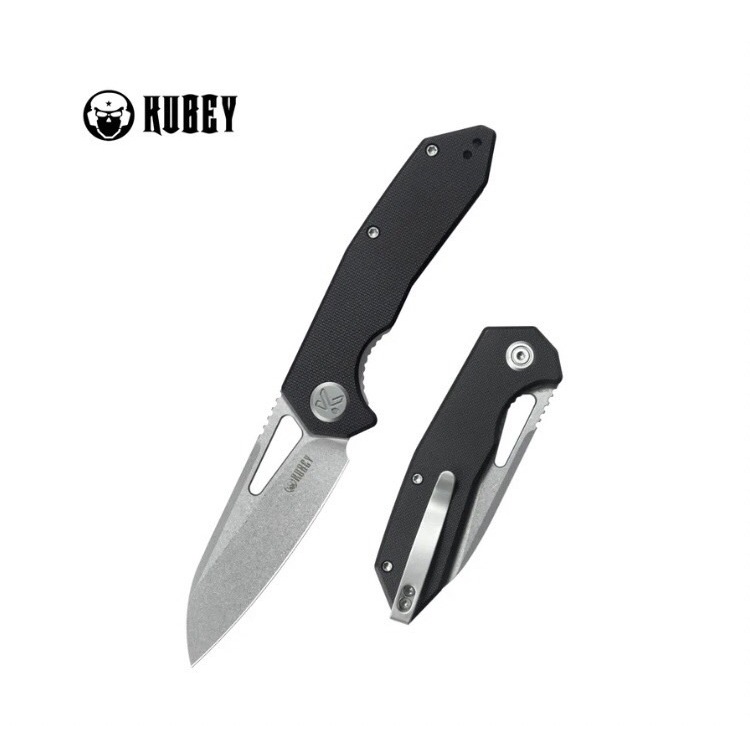 KubeyVagrant Liner Lock Folding Knife Black G10 Handle 3.1" Beadblast 14C28N KU291N
