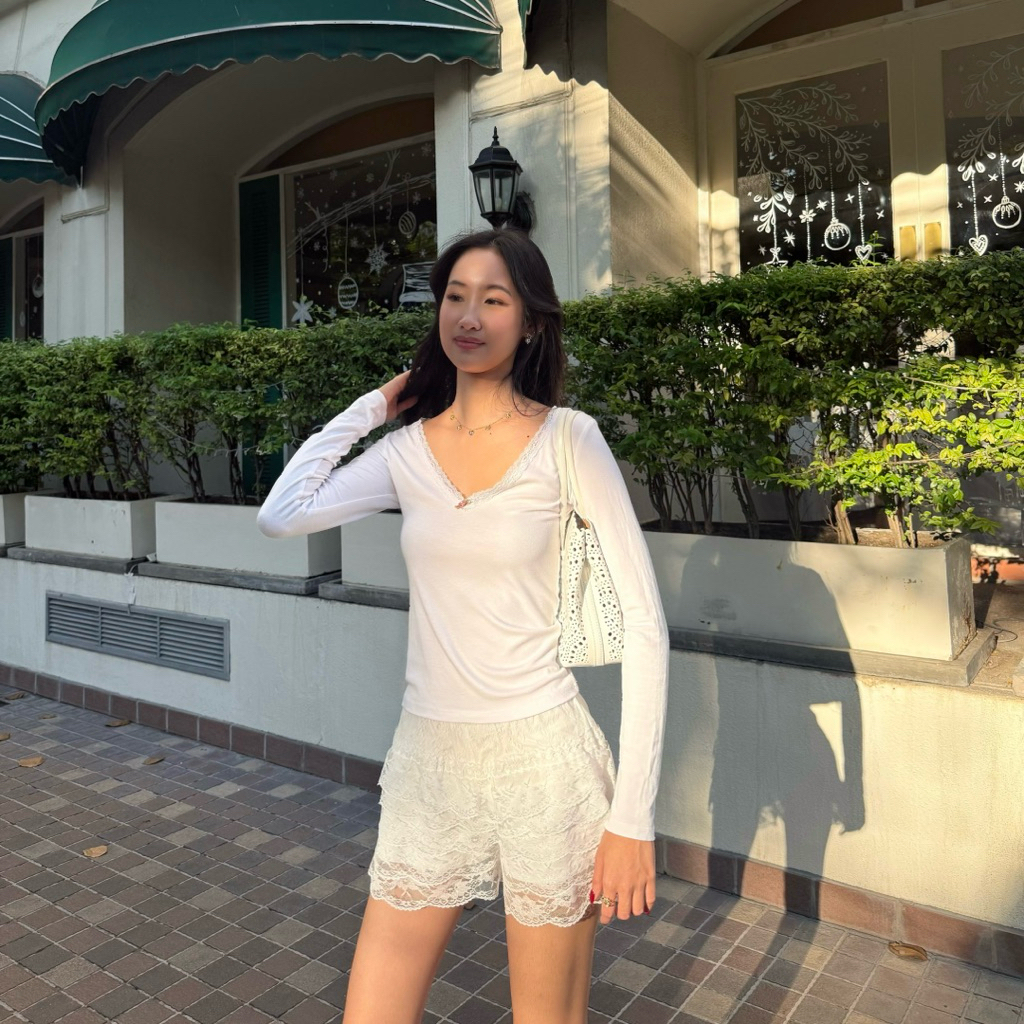 Ciana Lace shorts กางเกงขาสั้นลูกไม้ กางเกงกระโปรง กางเกงขาสั้นผูกโบว์