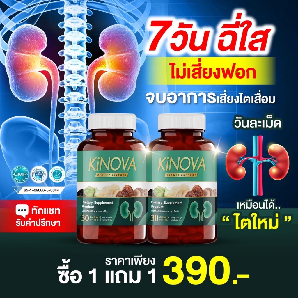 ด่วน! 1 แถม 1 คิโนว่า วิตามินบำรุงไต 60 แคปซูล(ของแท้ 100%)