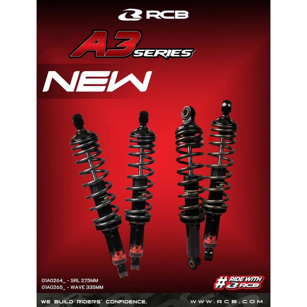 โช๊คหลัง RCB A3 Honda Wave 335 mm.