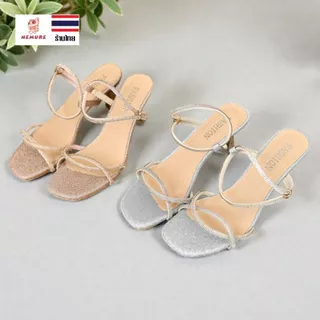 (S-1120) รองเท้าส้นสูง รองเท้าแฟชั่น สายคาดเพชร เรียบหรู ใส่สบาย รองรับเท้า ไม่กัดเท้า ใส่เที่ยว ใส่ออกงาน