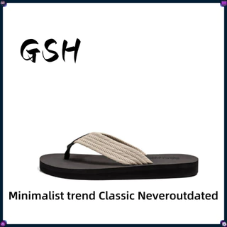 【GSH】ญี่ปุ่นเกาหลีอินเทรนด์ Flip-Flops ผู้ชายที่เรียบง่าย Flip-Flops รองเท้าแตะชายหาดลําลองกันลื่นกลางแจ้ง (ขนาด 39-46)