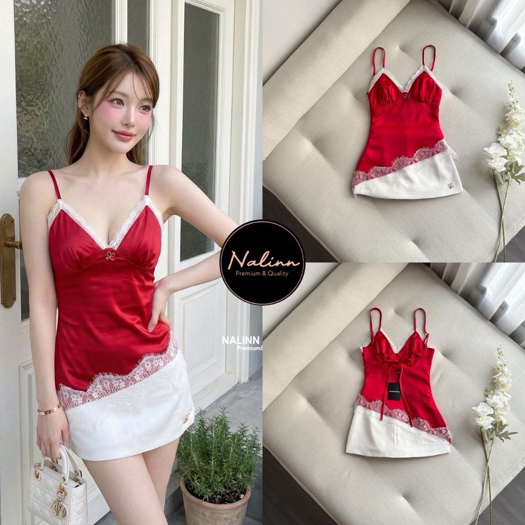 NALINN -S26002 SETผ้าซาตินสีแดง